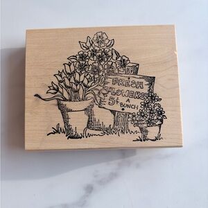 Large Vintage Holly Berry House Wood Mounted Rubber Stamp: Fresh Flowers
